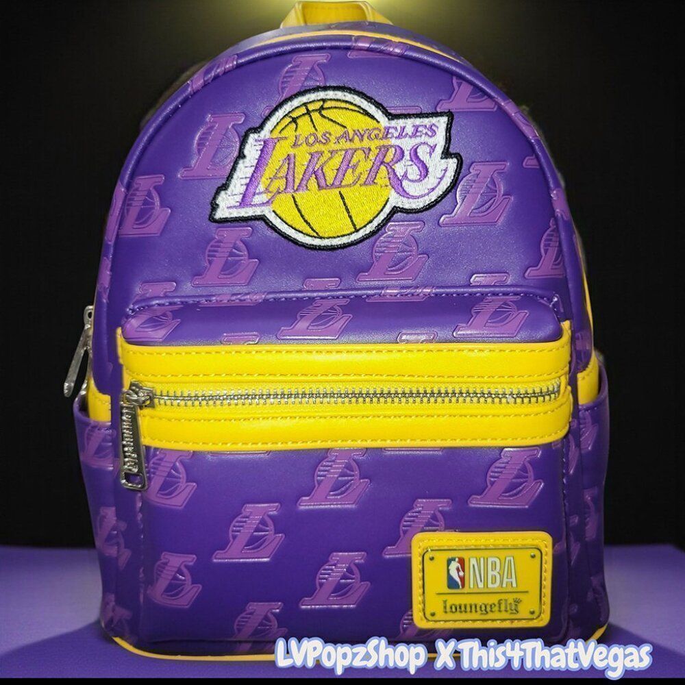 Loungefly x NBA Los Angeles Lakers Debossed Logo Mini Backpack – Purple & Gold